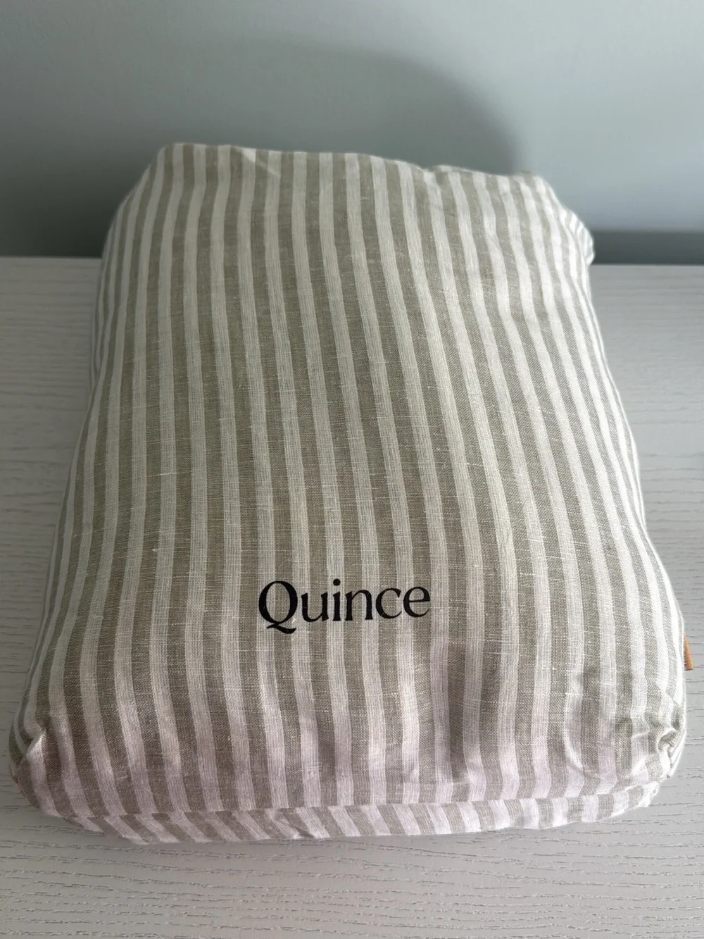 Quince King/Cal King European Linen Stripe Duvet Cover Set